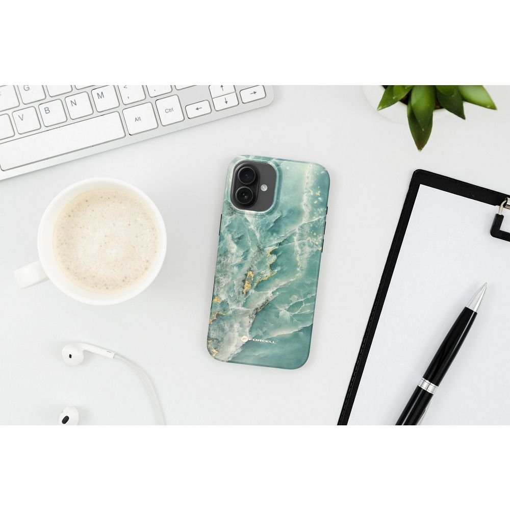 Case for iPhone 15 PRO Forcell F-Protect Mirage compatible with Magsafe Military Drop-Test green marble | Tech A Break