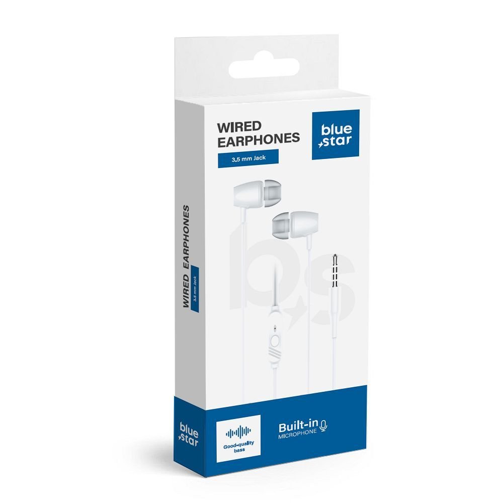 Wire earphones Jack 3,5 mm Blue Star PA-E67 1,2 m white | Tech A Break