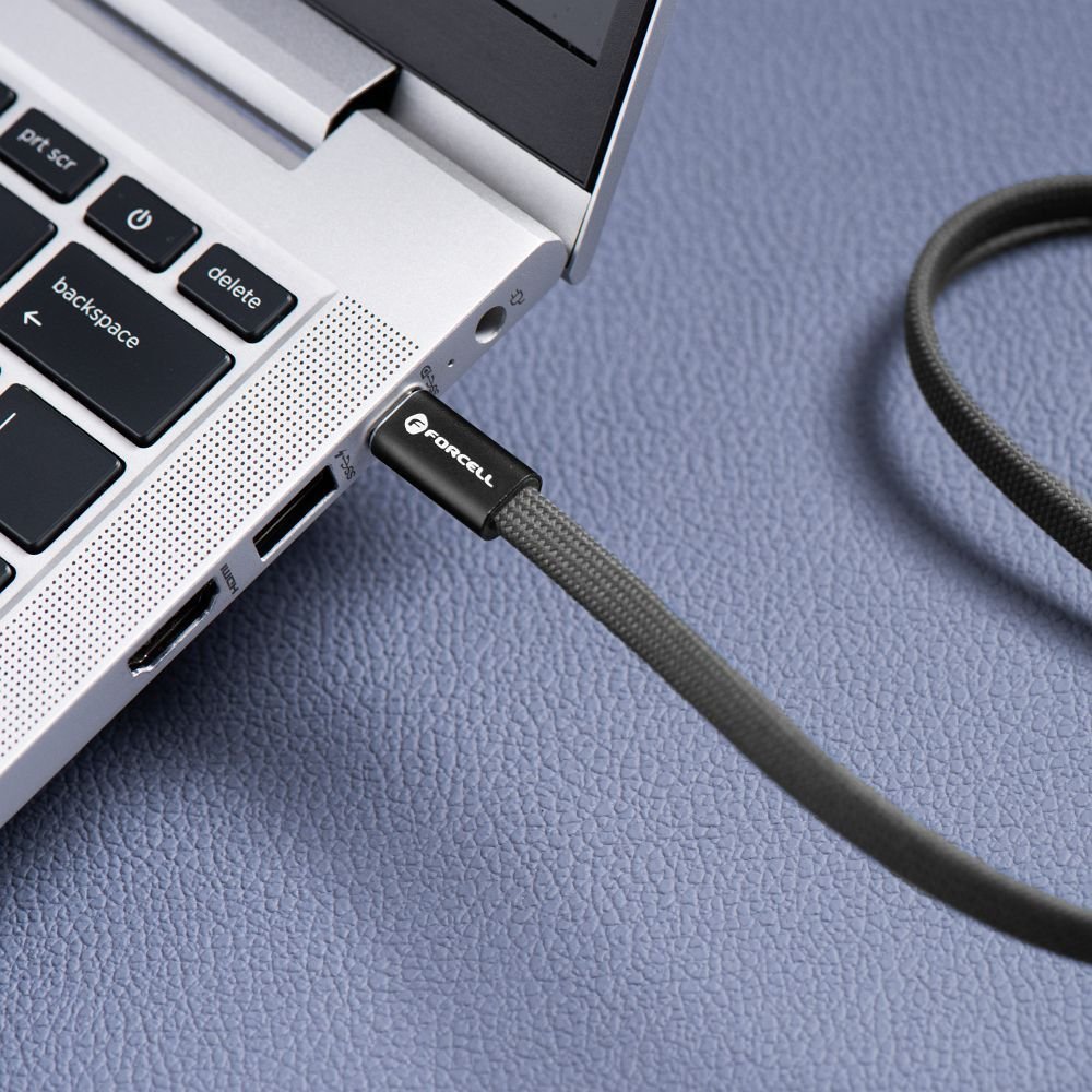 Cable USB C to USB C Forcell F-Energy QC4.0 PD 5A 240W Cafule Flat 1,2 m CCFN23 black | Tech A Break