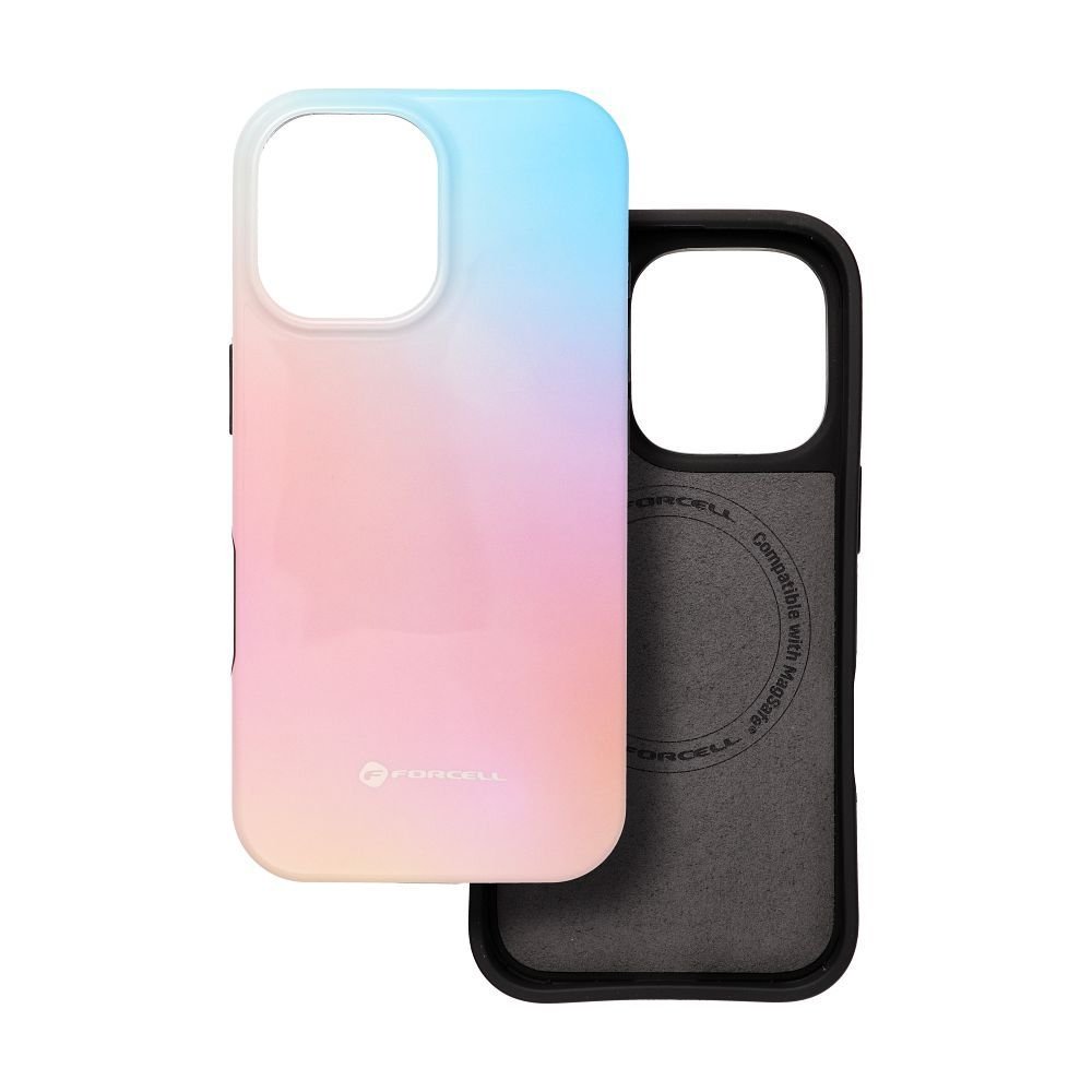 Case for iPhone 16 Forcell F-Protect Mirage compatible with Magsafe Military Drop-Test pinky blue | Tech A Break