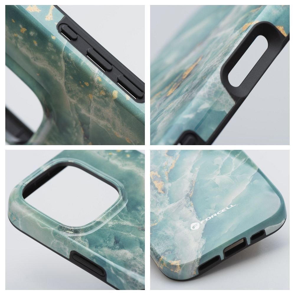 Case for iPhone 15 PRO Forcell F-Protect Mirage compatible with Magsafe Military Drop-Test green marble | Tech A Break