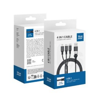 Cable 4in1 USB C / USB A do Micro USB / Lightning / USB C Blue Star 2,4A 12W Cafule 1,2 m C172 black | Tech A Break