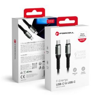 Cable USB C to USB C Forcell F-Energy QC4.0 PD 5A 240W Cafule 2 m C263 black | Tech A Break