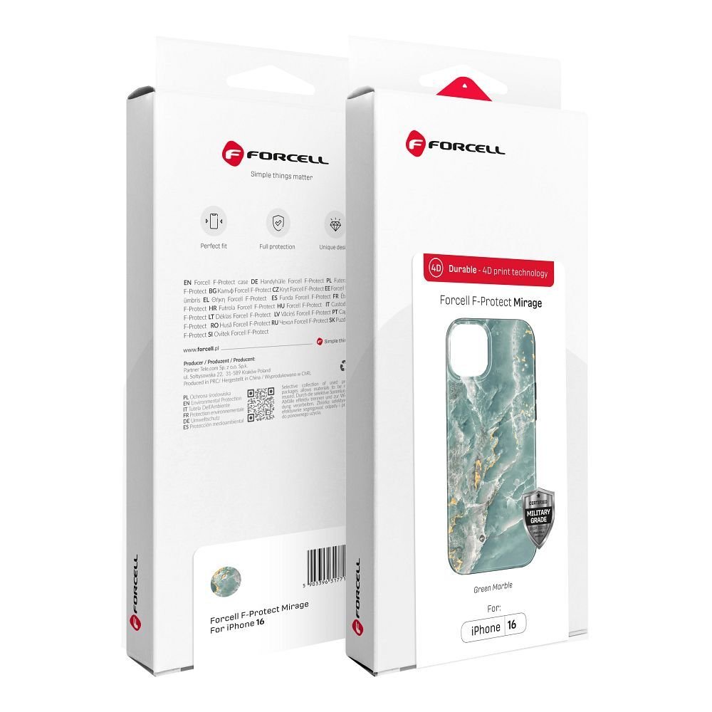 Case for iPhone 15 PRO Forcell F-Protect Mirage compatible with Magsafe Military Drop-Test green marble | Tech A Break
