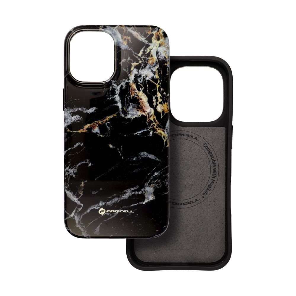 Case for iPhone 16 PLUS Forcell F-Protect Mirage compatible with Magsafe Military Drop-Test black marble | Tech A Break