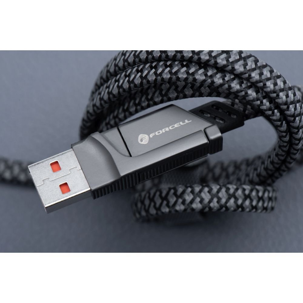 Cable 4 in 1 USB C / USB A to USB C / Lightning Forcell F-Energy QC PD 3A 60W 1 m C241 chrome | Tech A Break