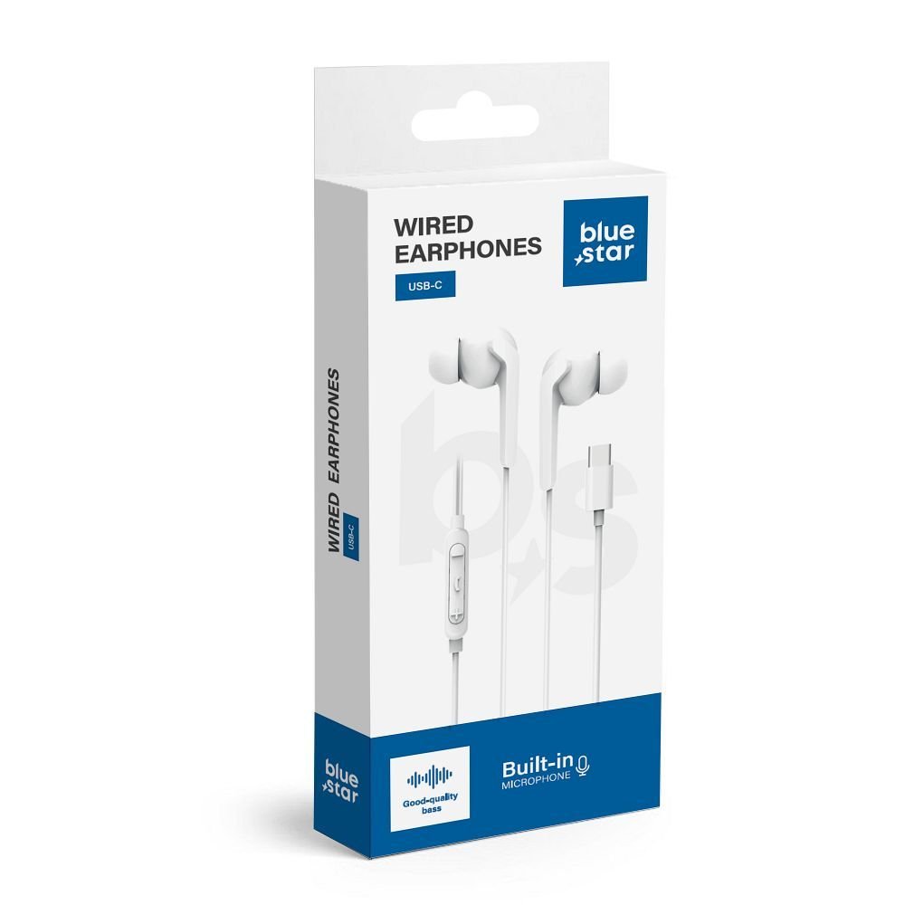 Wire earphones USB C (DAC) Blue Star M15C 1,2 m white | Tech A Break