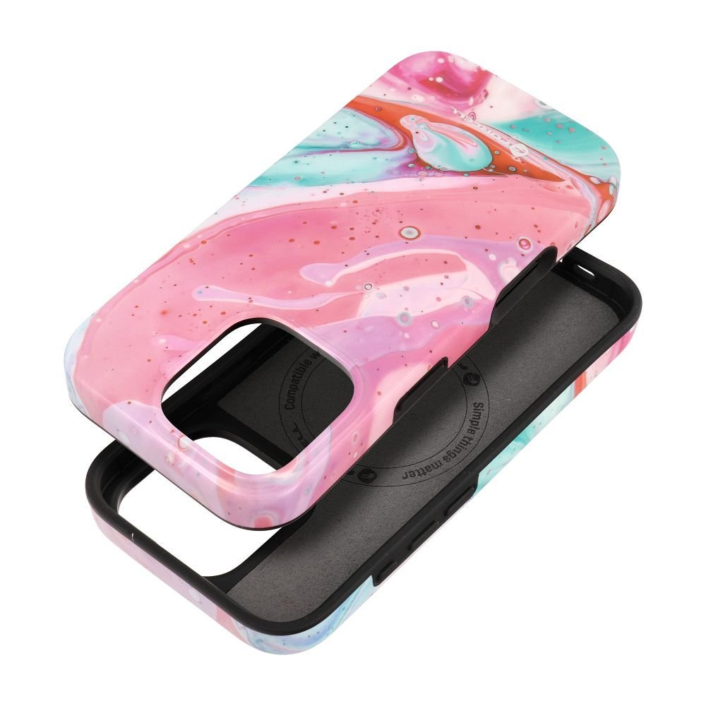 Case for iPhone 15 PRO Forcell F-Protect Mirage compatible with Magsafe Military Drop-Test pink marble | Tech A Break