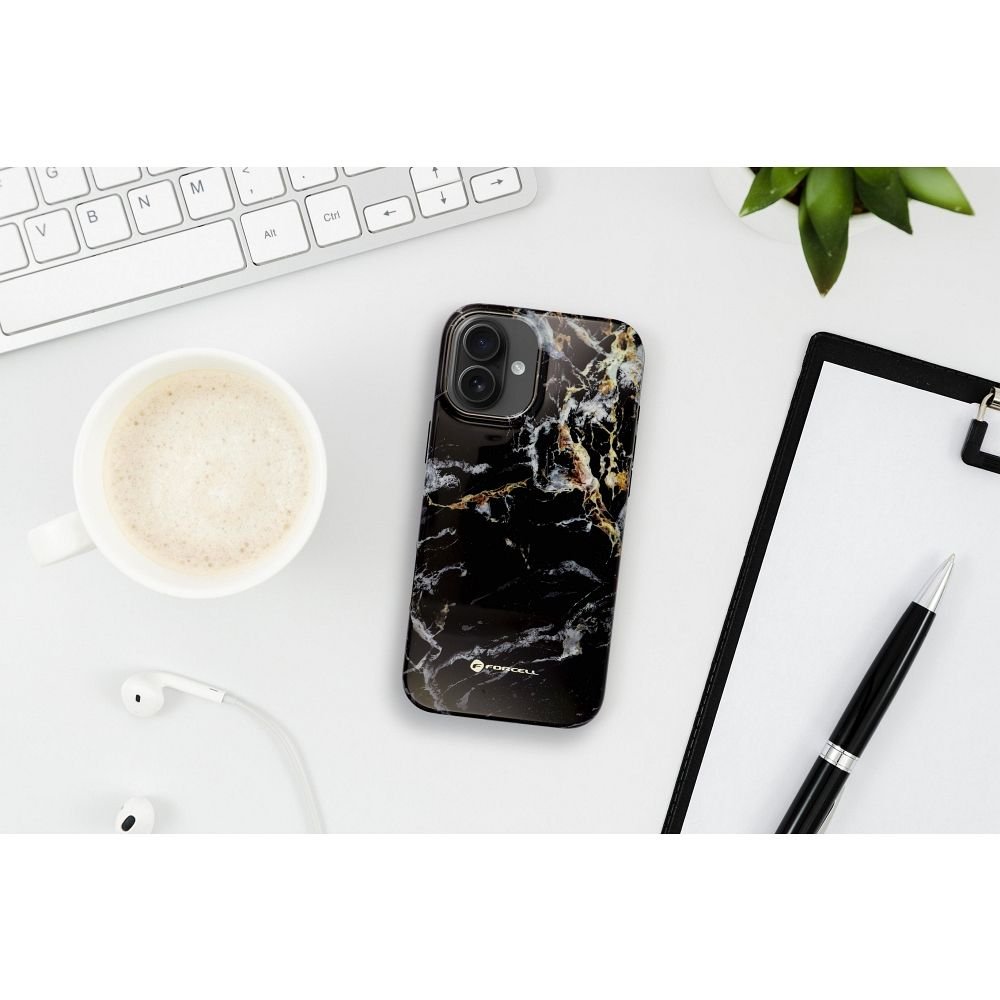 Case for iPhone 16 PLUS Forcell F-Protect Mirage compatible with Magsafe Military Drop-Test black marble | Tech A Break