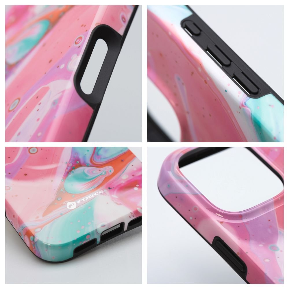 Case for iPhone 15 PRO Forcell F-Protect Mirage compatible with Magsafe Military Drop-Test pink marble | Tech A Break