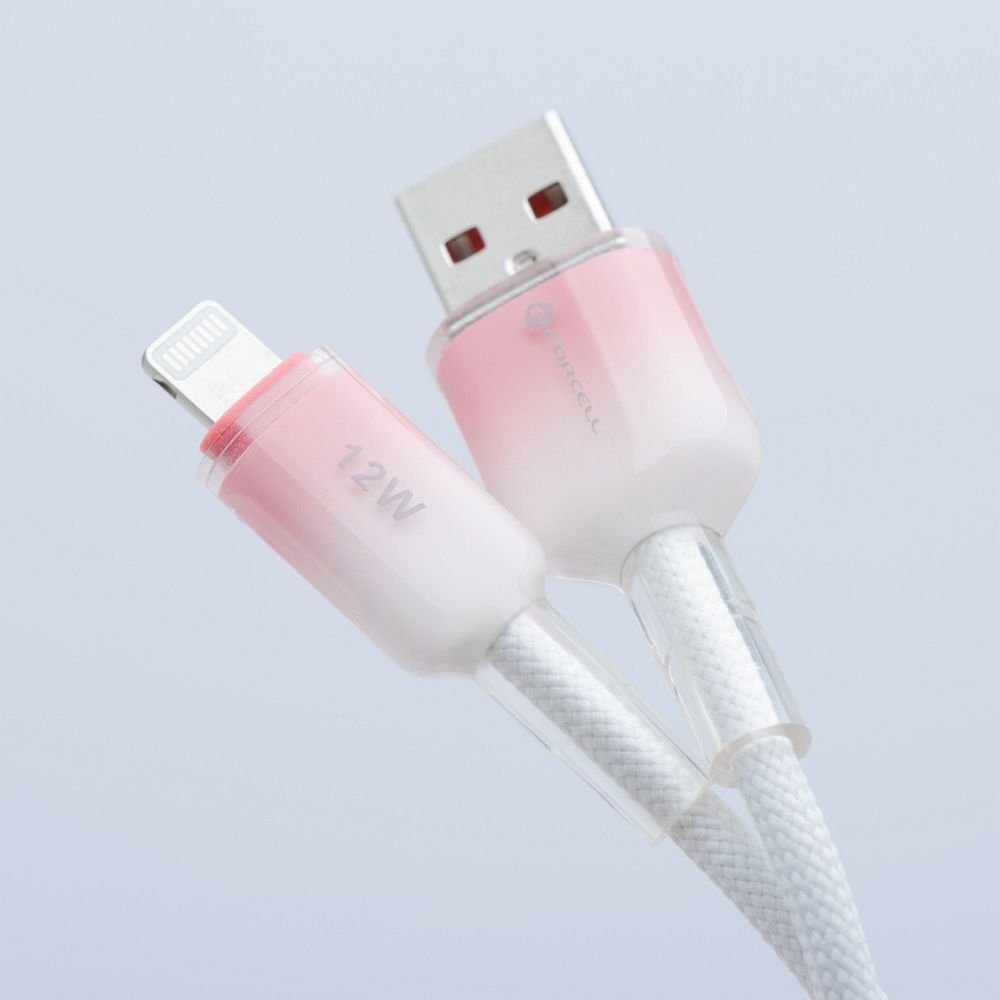 Cable USB A to Lightning Forcell F-Energy 2,4A 12W Gradient 1 m C353 white | Tech A Break