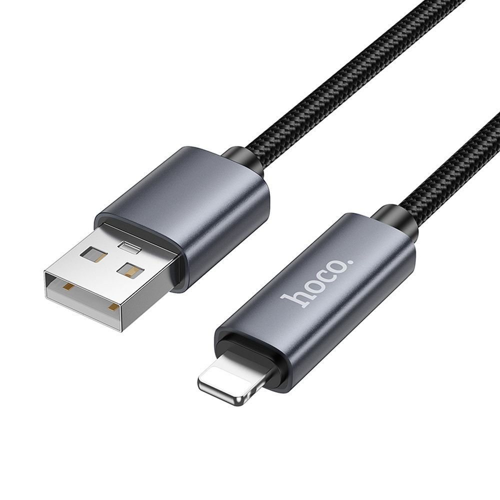 Cable USB A to Lightning Hoco 2,4A with display 1 m X112 black | Tech A Break