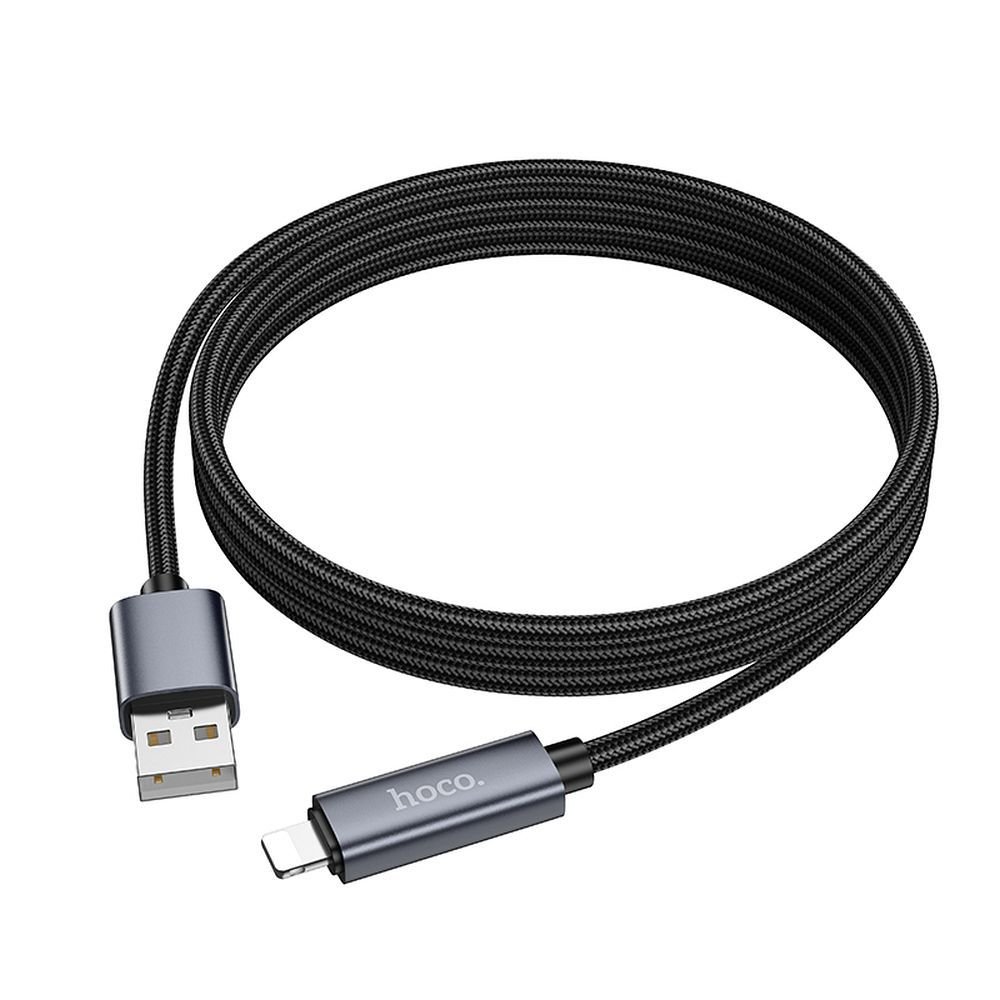 Cable USB A to Lightning Hoco 2,4A with display 1 m X112 black | Tech A Break
