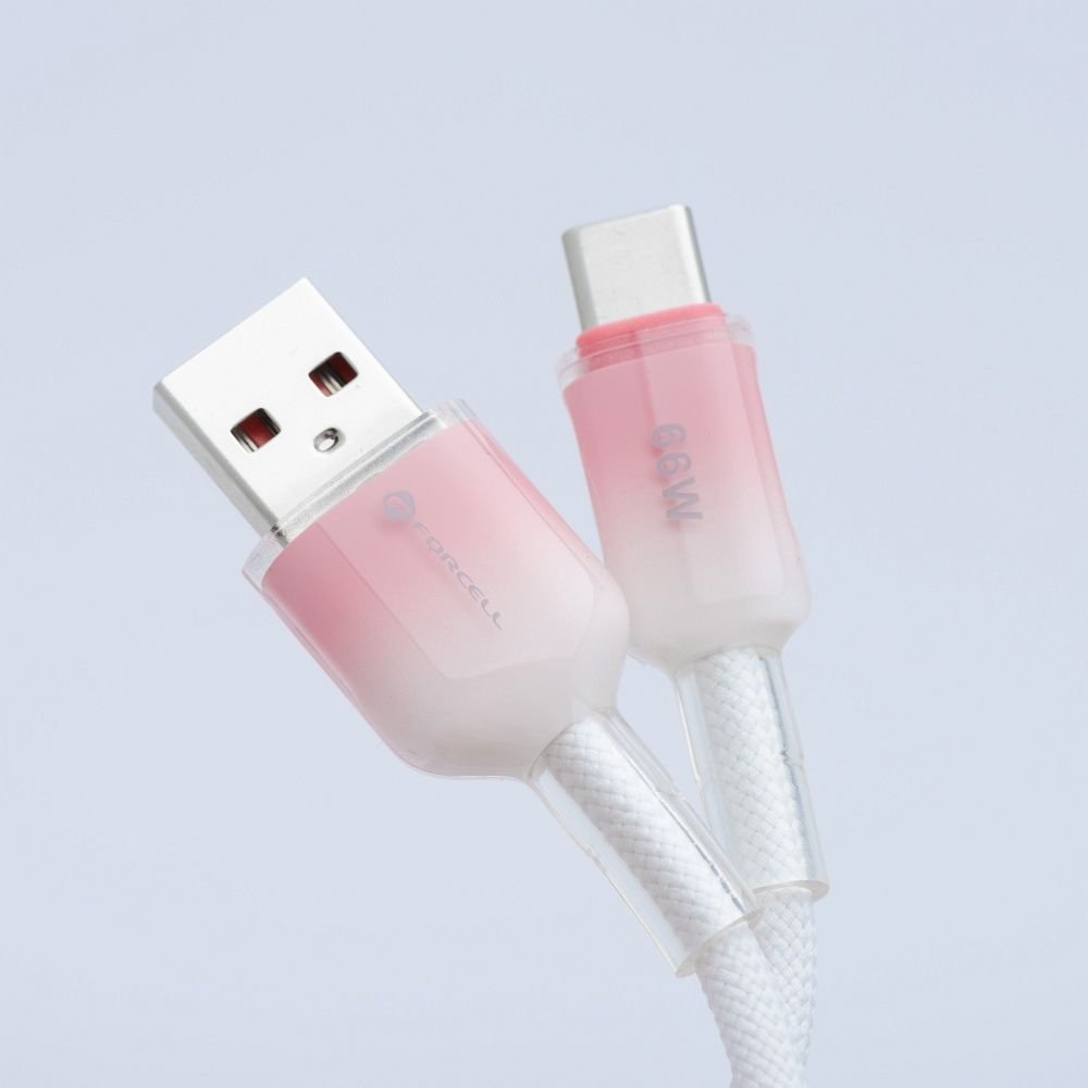 Cable USB A to USB C Forcell F-Energy QC4.0 3A 66W Gradient 1 m C352 white | Tech A Break