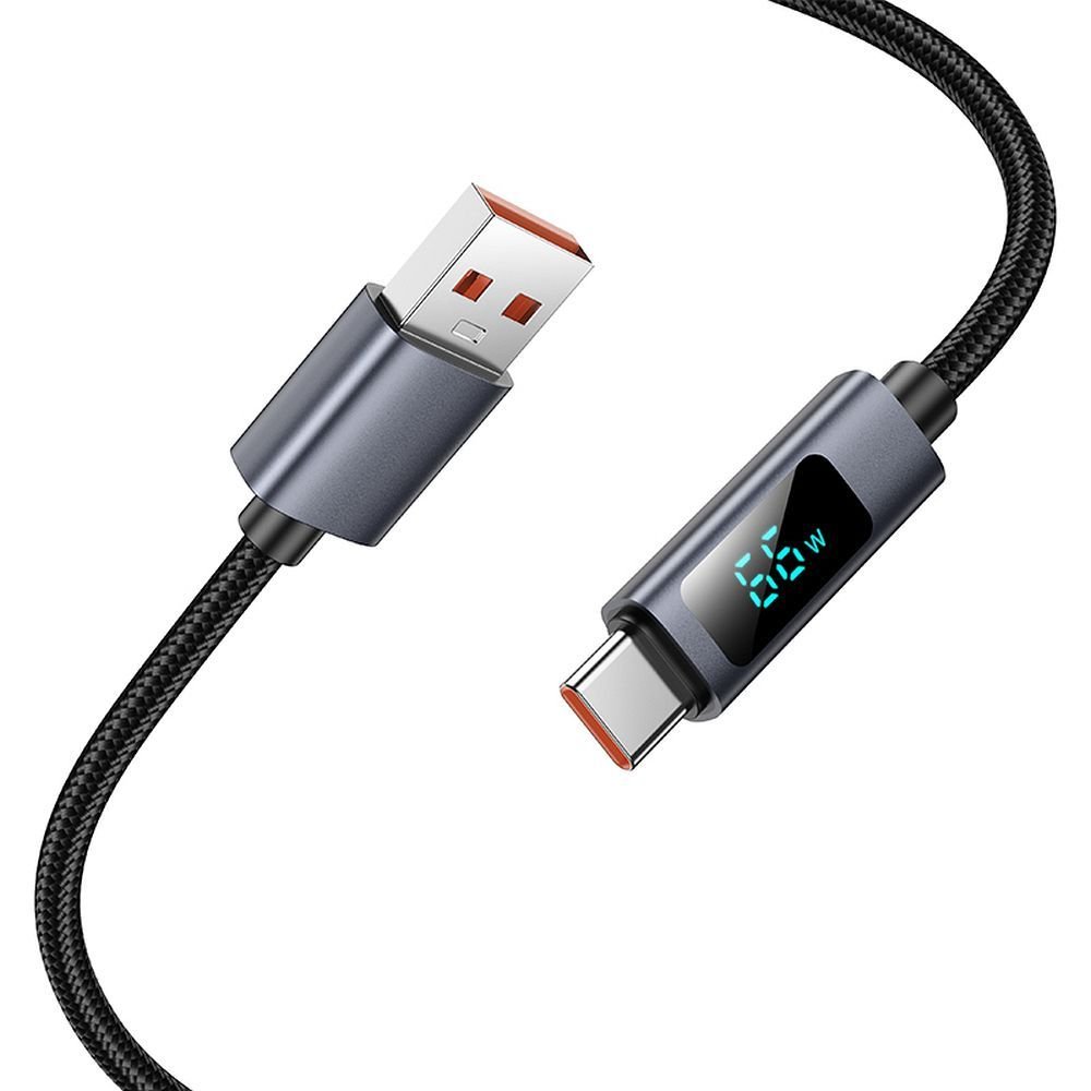 Cable USB A to USB C Hoco 5A with display 1 m X112 black | Tech A Break
