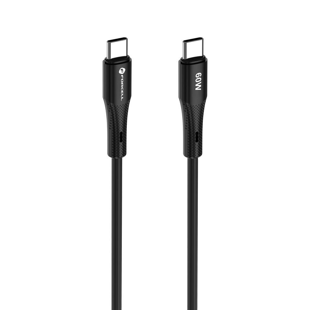Cable USB C to USB C Forcell F-Energy QC4.0 PD 3A 60W Silicone 1 m C344 black | Tech A Break
