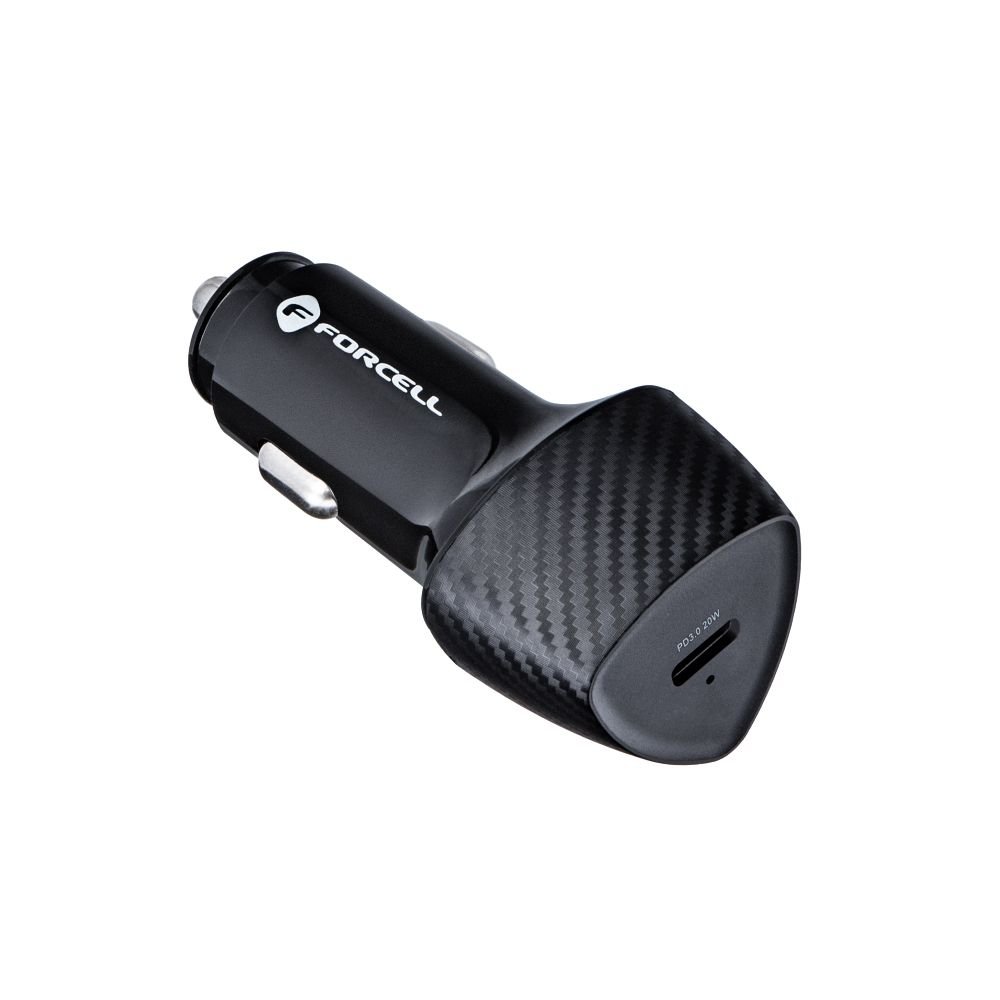Car charger Forcell F-Energy Carbon USB C QC3.0 PD 3A 20W + cable USB C to USB C CC50-1C black | Tech A Break