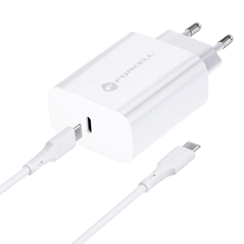 Phone charger Forcell F-Energy USB C QC4.0 PD 3A 25W + cable USB C to USB C TFK-TC-25WPD white | Tech A Break