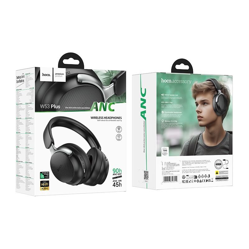 Wireless headphones Hoco ANC W53 Plus black | Tech A Break