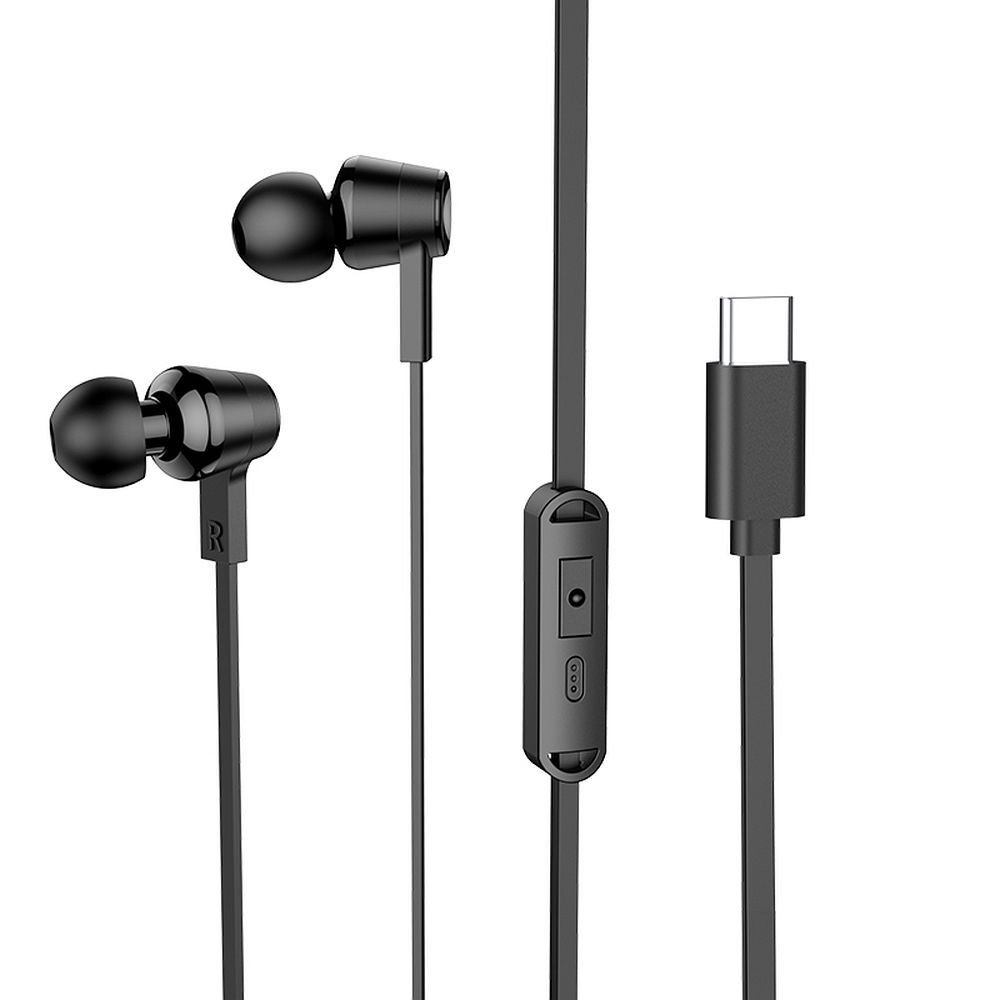 Wire earphones USB C Hoco M86 black | Tech A Break