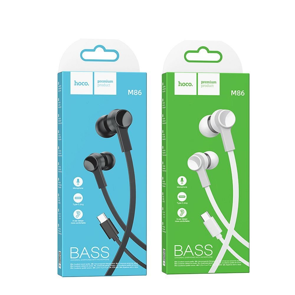 Wire earphones USB C Hoco M86 black | Tech A Break