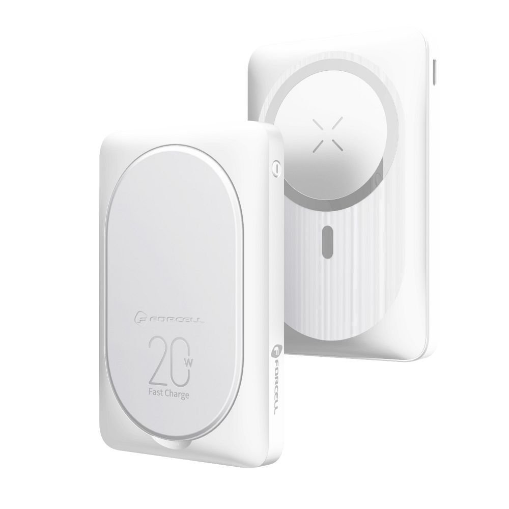 Powerbank compatible with MagSafe Forcell F-Energy MagStand F10K2 QC3.0 PD 5A 20W 10000 mAh white | Tech A Break