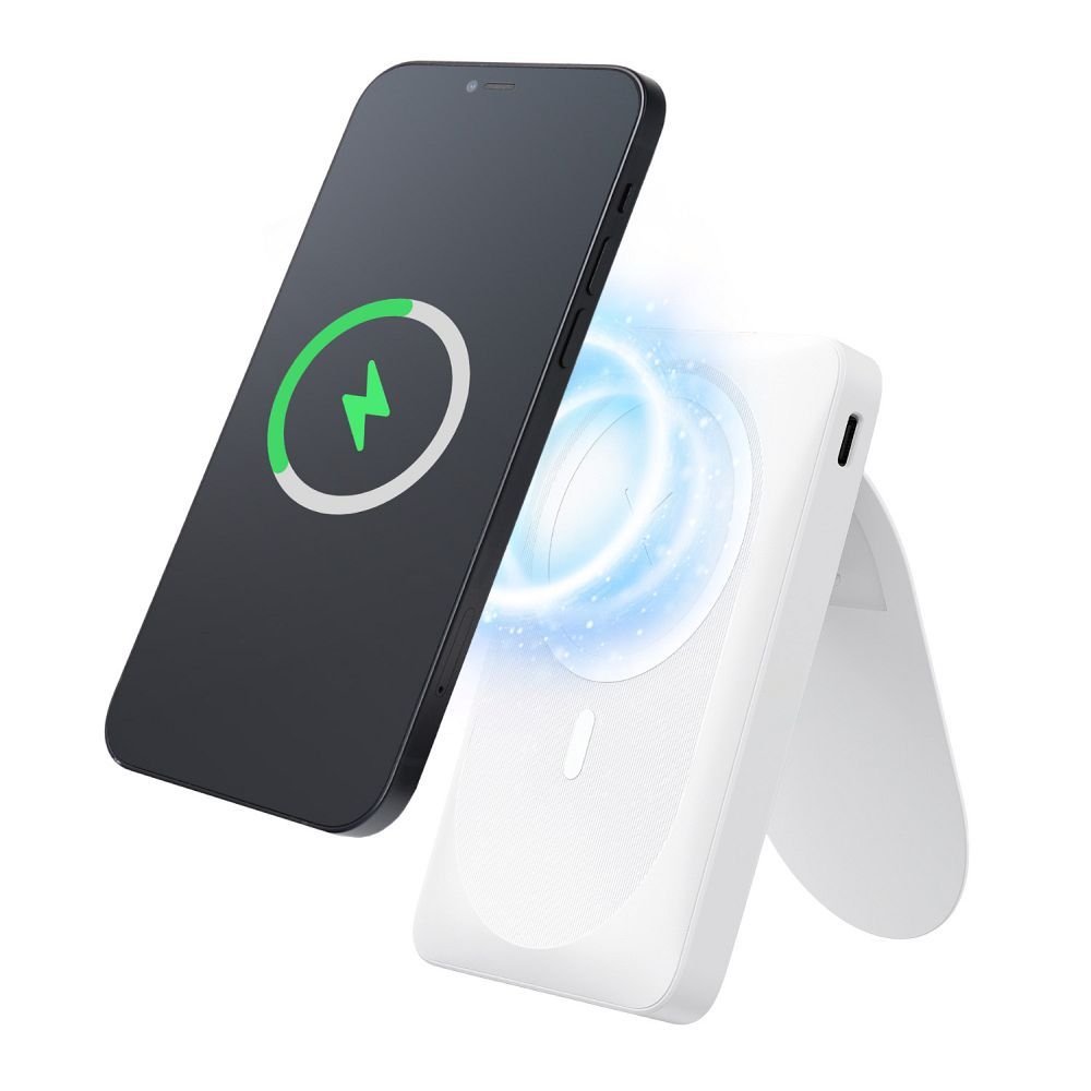 Powerbank compatible with MagSafe Forcell F-Energy MagStand F10K2 QC3.0 PD 5A 20W 10000 mAh white | Tech A Break