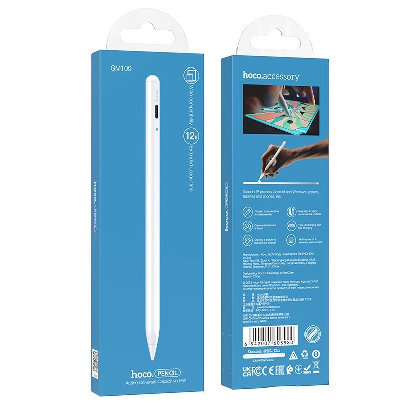 Capacitive pen for tablet active Hoco 130 mAh GM109 white | Tech A Break