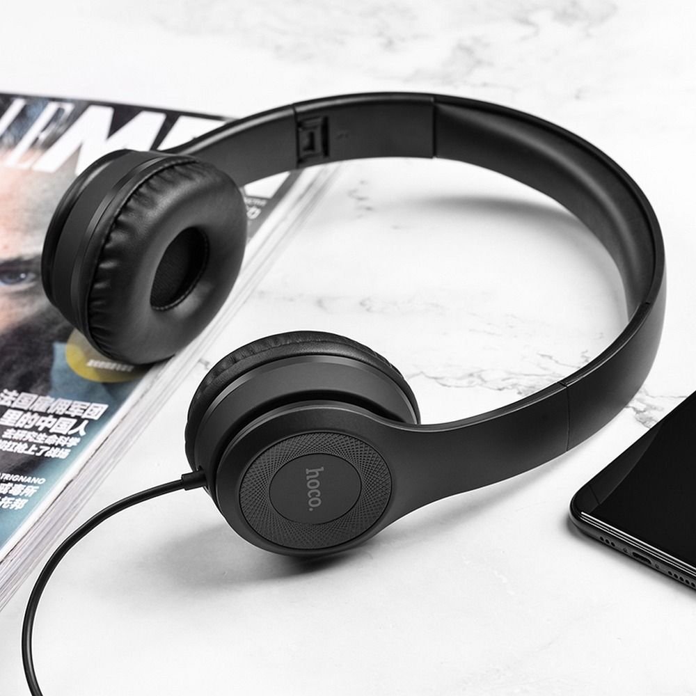 Wire headphones Jack 3,5 mm Hoco W21 black | Tech A Break