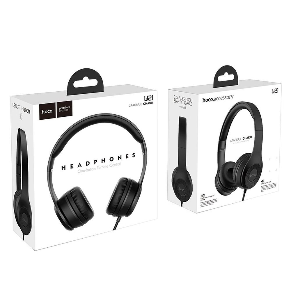 Wire headphones Jack 3,5 mm Hoco W21 grey | Tech A Break