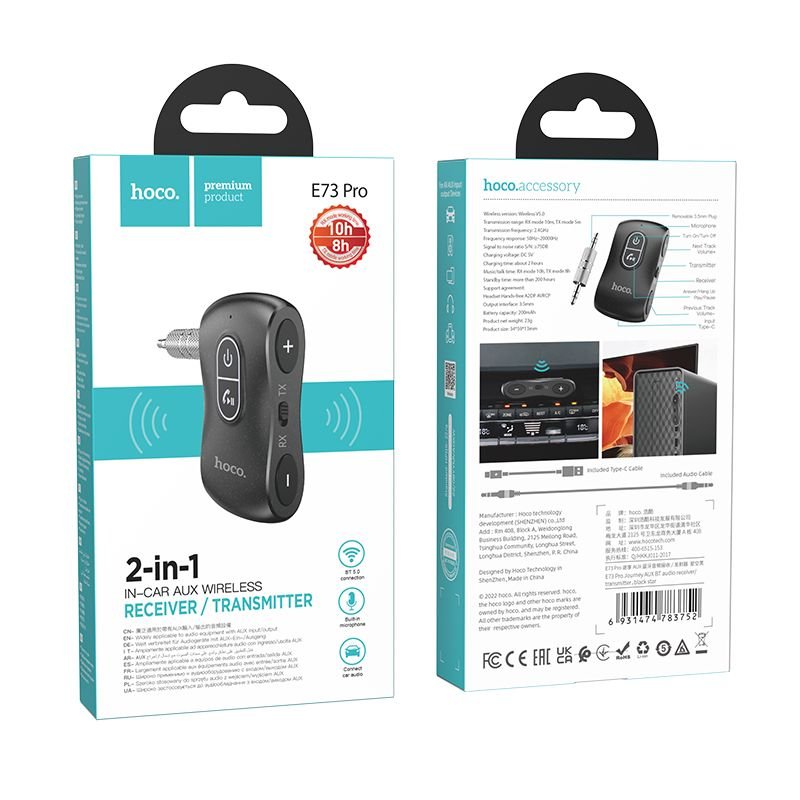 Car transmitter bluetooth Hoco Jack 3,5 mm E73 PRO black - Image 9