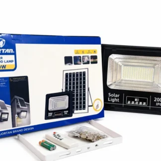 Jortan Στεγανός Ηλιακός Προβολέας LED 200W Ψυχρό Λευκό 6500K με Φωτοκύτταρο και Τηλεχειριστήριο IP66