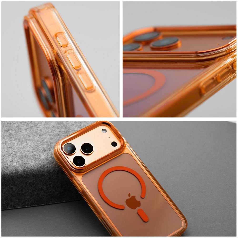 Case for iPhone 17 PRO Frame Clear Hybrid Mag Cover compatible with MagSafe hermes orange - Image 5