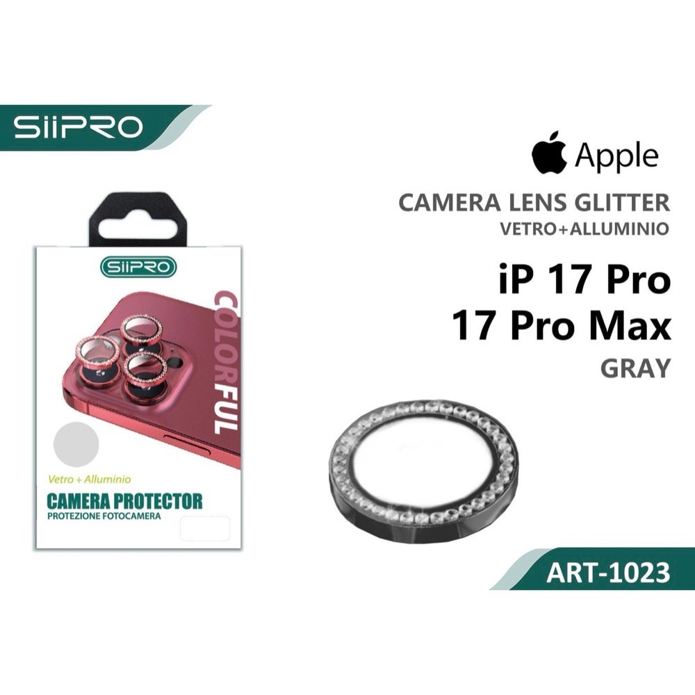 Προστασία Κάμερας iPhone 17 Pro/17 Pro Max Gray Strass