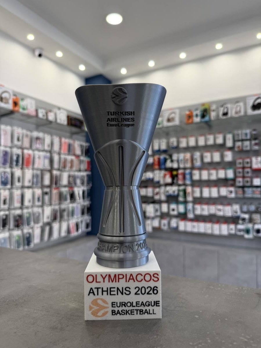 Κύπελλο Euroleague Olympiacos BC 2026 Replica με άσπρη βάση