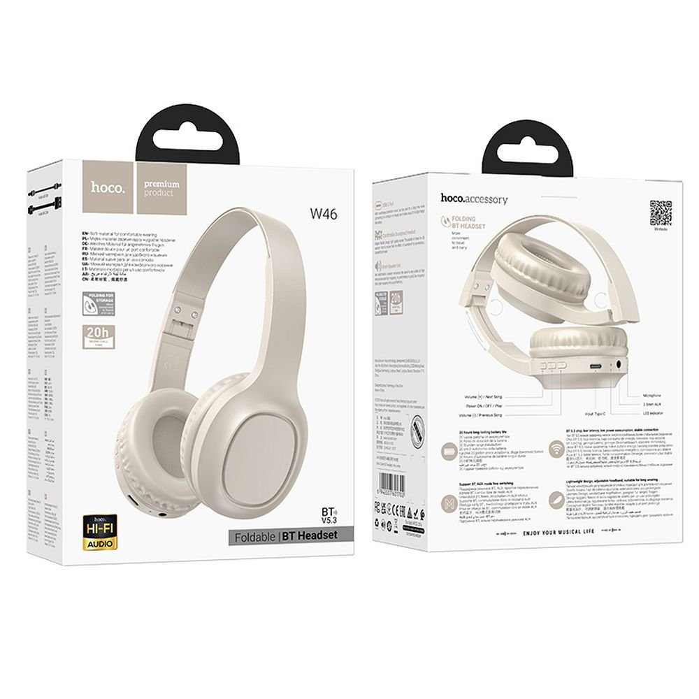 Wireless headphones Hoco W46 milky white - Image 5
