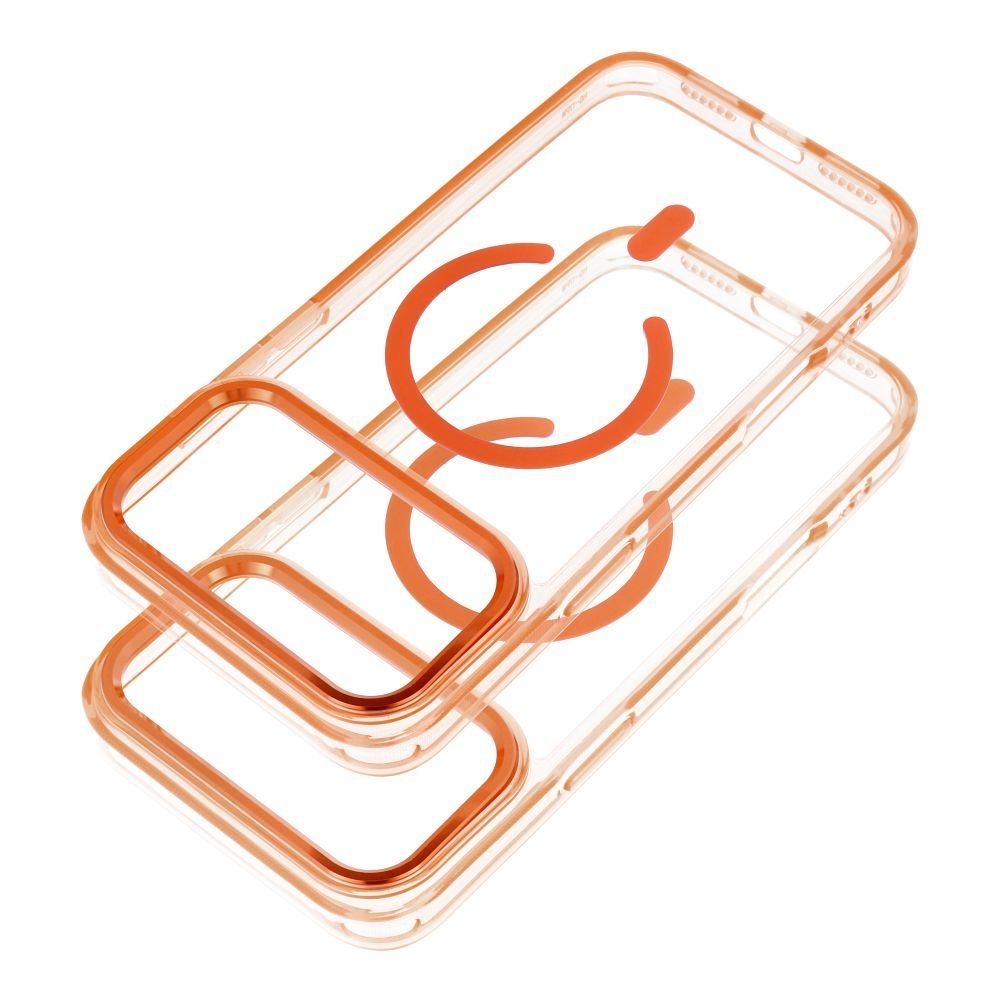 Case for iPhone 17 PRO Frame Clear Hybrid Mag Cover compatible with MagSafe hermes orange - Image 2
