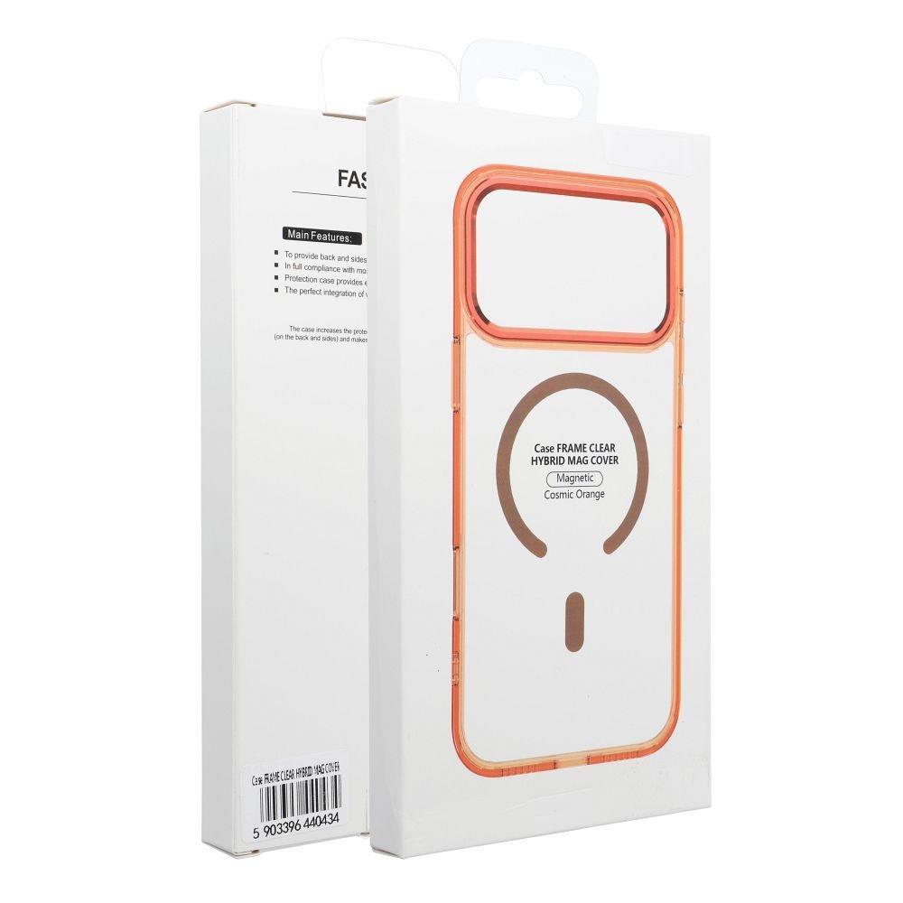 Case for iPhone 17 PRO Frame Clear Hybrid Mag Cover compatible with MagSafe hermes orange - Image 6