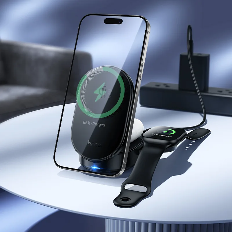 Hoco CQ23 Qi2.2 3in1 Folding Magnetic Wireless Fast Charger Black 25w - Image 5