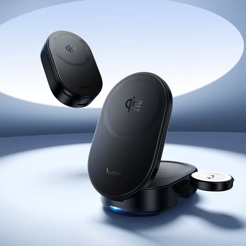 Hoco CQ23 Qi2.2 3in1 Folding Magnetic Wireless Fast Charger Black 25w - Image 4