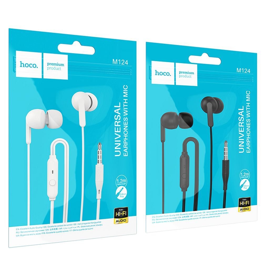 Wire earphones Jack 3,5 mm Hoco M124 black - Image 7