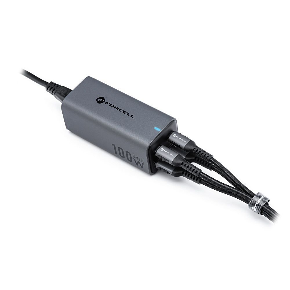 Desktop charger Forcell F-Energy GaN III 2 x USB C + 2 x USB A QC4.0 PD 5A 100W VT-49 gray - Image 8