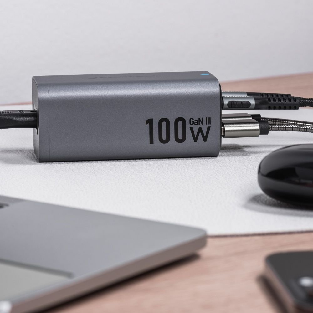 Desktop charger Forcell F-Energy GaN III 2 x USB C + 2 x USB A QC4.0 PD 5A 100W VT-49 gray - Image 5