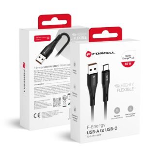 Cable USB A to USB C Forcell F-Energy QC4.0 3A 66W Silicone 1 m C342 black