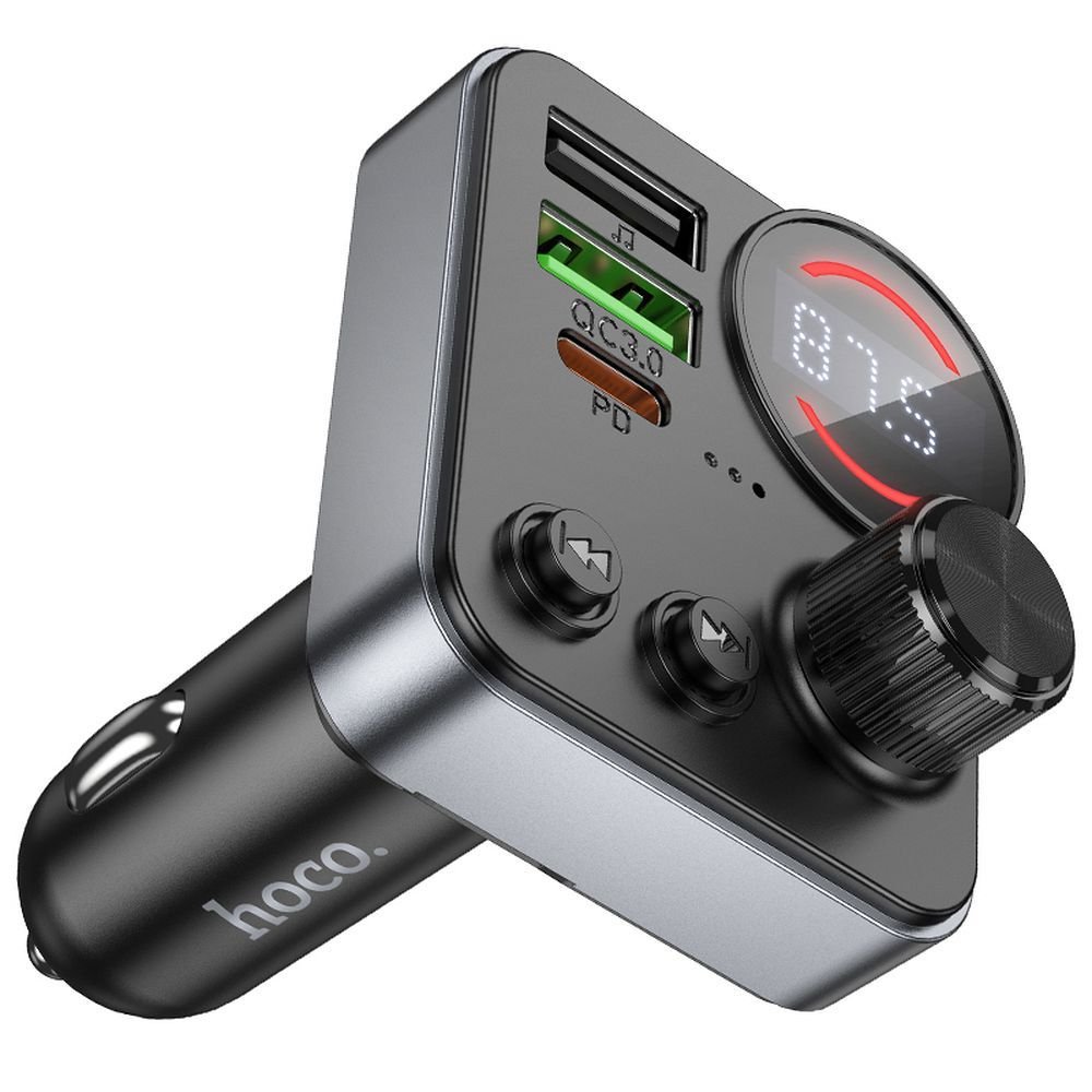 Car transmitter bluetooth Hoco 2 x USB A + USB C QC3.0 PD 48W E86 black - Image 4