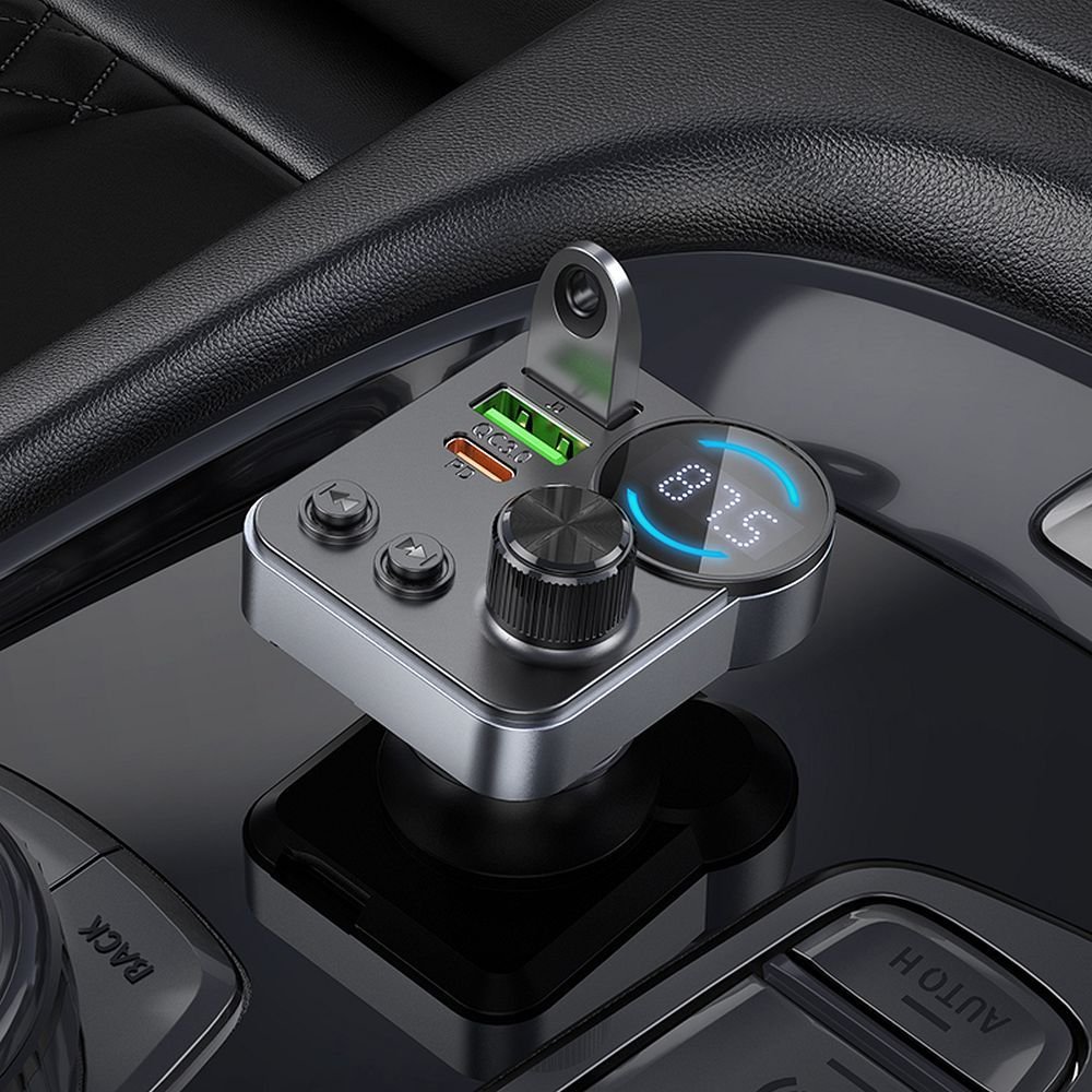 Car transmitter bluetooth Hoco 2 x USB A + USB C QC3.0 PD 48W E86 black - Image 8