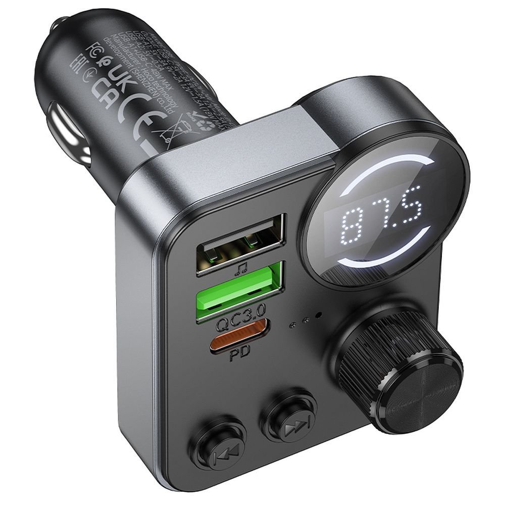 Car transmitter bluetooth Hoco 2 x USB A + USB C QC3.0 PD 48W E86 black - Image 5