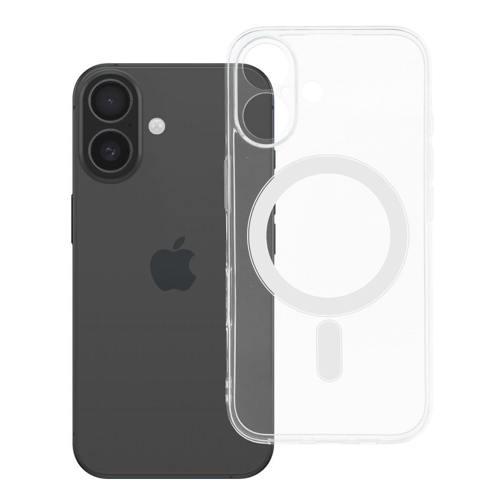 Case for iPhone 16 Clear Case 2 mm Mag Cover compatible with MagSafe (camera protection) transparent