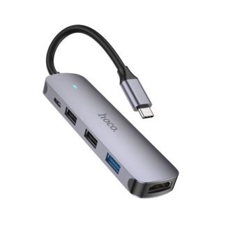 Adapter HUB 5in1 (HDTV+USB 3.0+USB 2.0 x 2+PD) USB-C Hoco HB27 grey