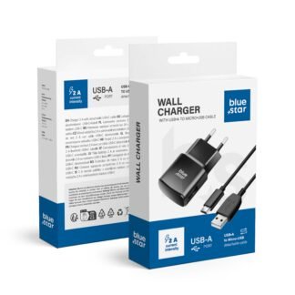 Phone charger Blue Star USB A 2A 10W + cable USB A to Micro USB TFK-TC-1100B black
